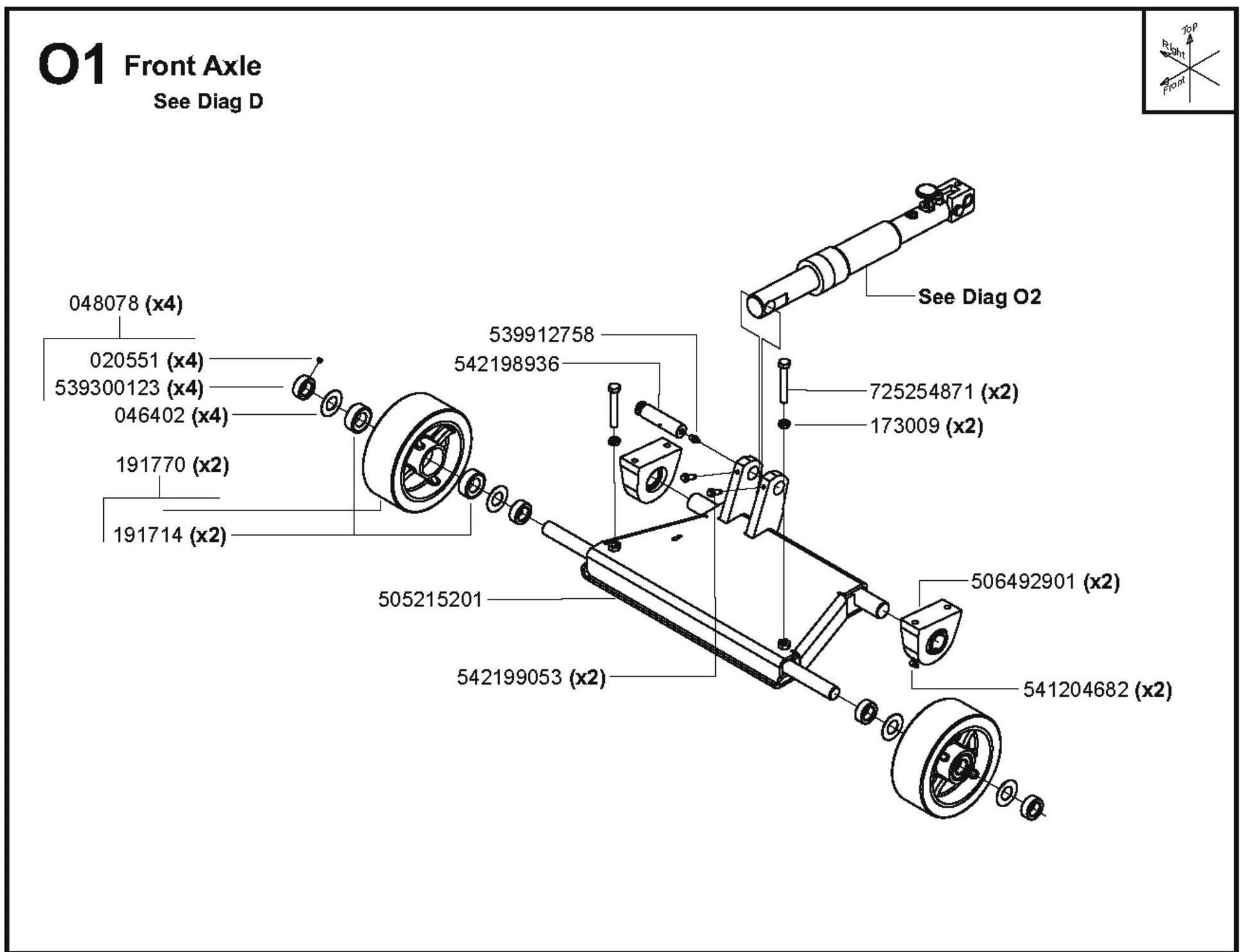 Front Axle Parts For FS6800 D By Husqvarna