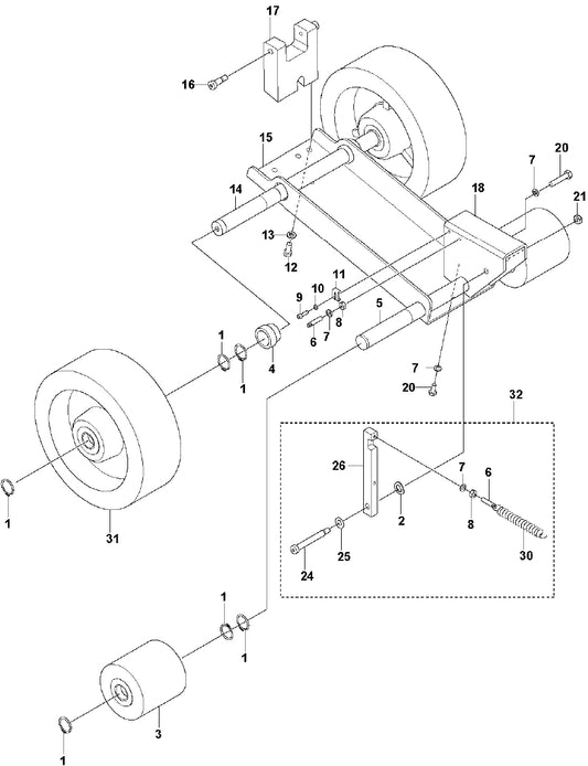 Front Wheel Carriage Assembly Parts for Soff Cut 2000 Saw by Husqvarna