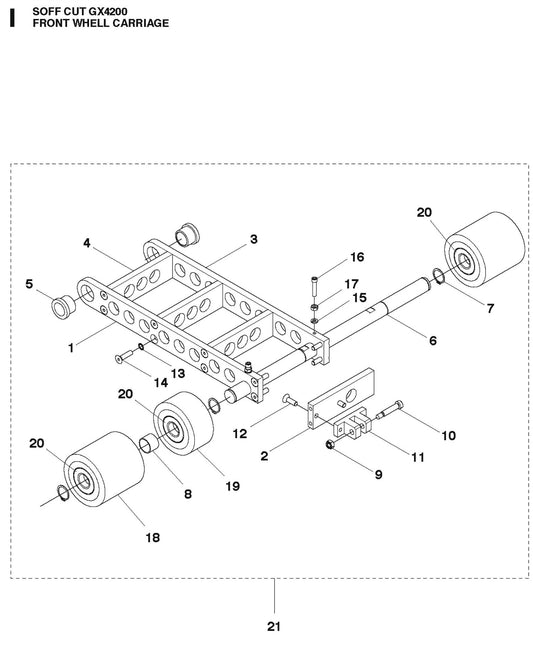 Front Whell Carriage Parts For Soff Cut GX4200 by Husqvarna