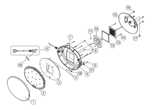 Front Cover Assembly(WITH FAN) Parts-GB43LED S/N G4100154 AND ABOVE