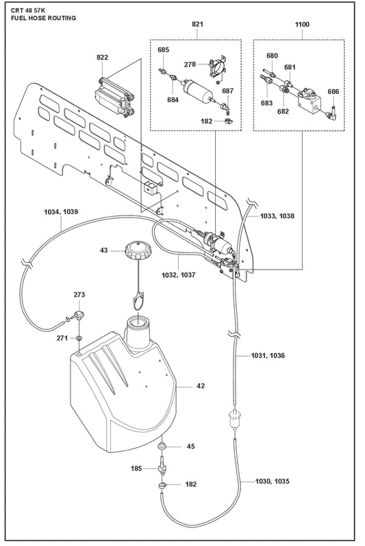 Fuel Hose Routing Parts For Ride On Trowel CRT 48 Petrol By Husqvarna