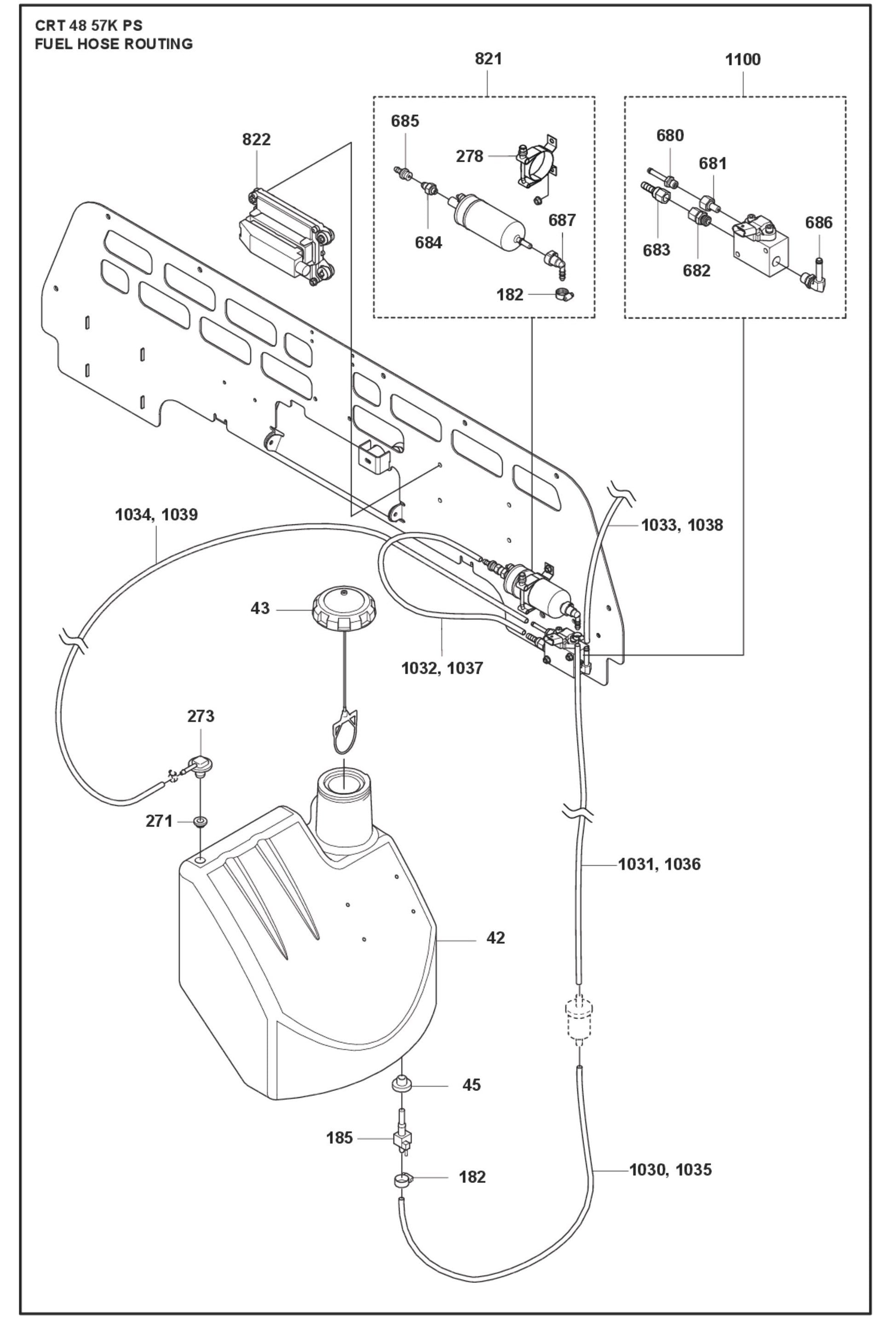 Fuel Hose Routing Parts For Ride On Trowel CRT 48 PS By Husqvarna