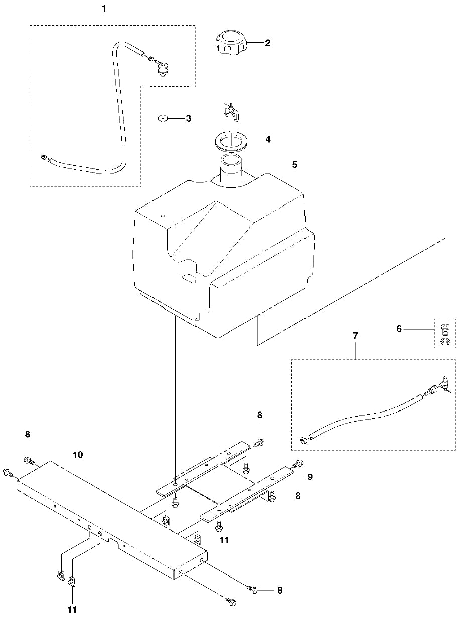 FS3500 Fuel Tank Assembly Parts by Husqvarna