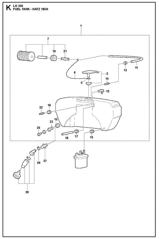 Fuel Tank - Hatz 1B30 Parts For LG 300 Petrol By Husqvarna