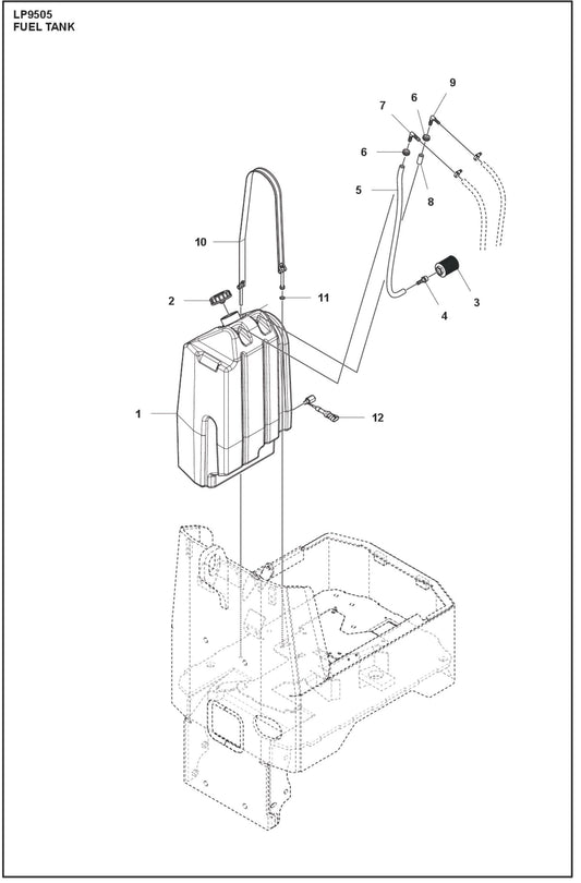 Fuel Tank Parts For LP 9505 Trench Roller By Husqvarna