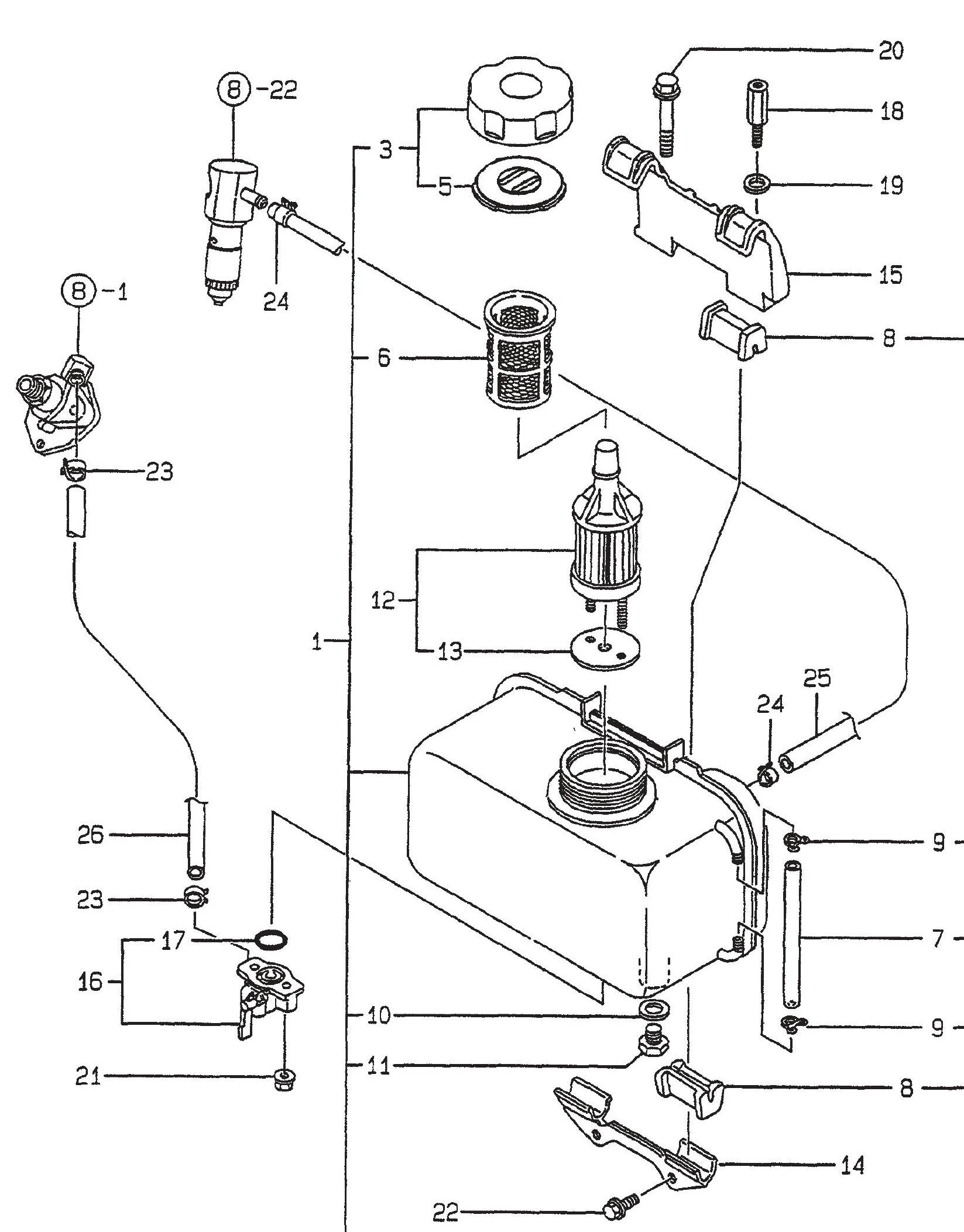 MVH306D Yanmar L-70EE Fuel Tank And Fuel Line Assembly Parts