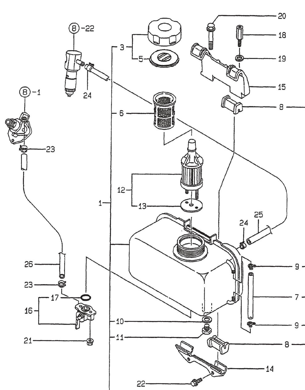 MVH306D Yanmar L-70EE Fuel Tank And Fuel Line Assembly Parts