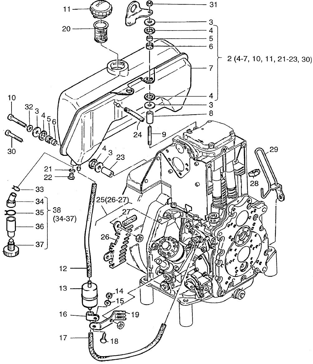 Fuel Tank HATZ 1D81Z Engine Assembly Parts For MDR9D Walk Behind Rollers By MUltiquip