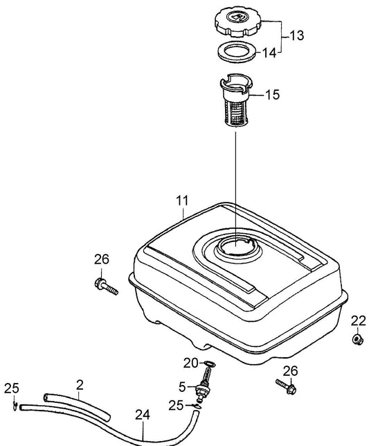 MVH402GHB HONDA GX390K1SMX2 Fuel Tank Assembly Parts
