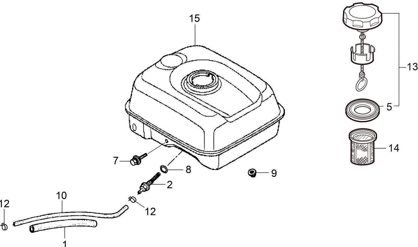 MVB85H Honda GX120UT2SM12 Engine Fuel Tank Assembly Parts