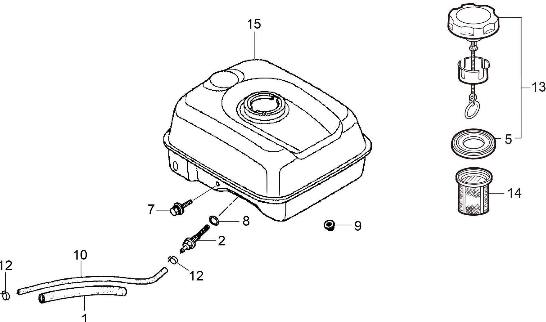 MVB85H Honda GX120UT2SM12 Engine Fuel Tank Assembly Parts