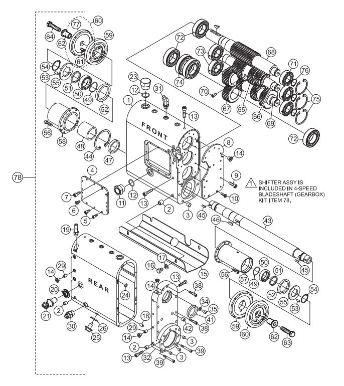 4-Speed Bladeshaft (Gearbox) Assembly Parts-SP6457 DEUTZ 57 HP DIESEL ENGINE