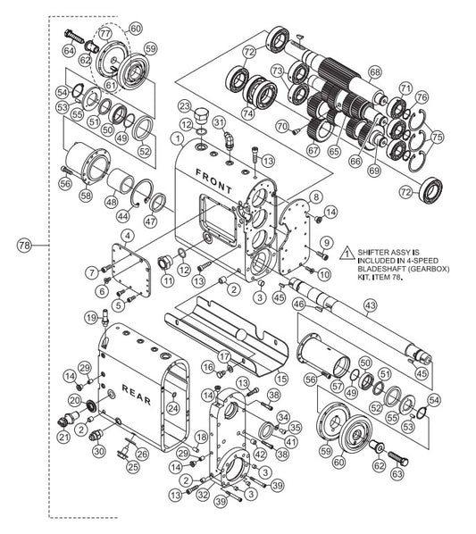 4-Speed Bladeshaft (Gearbox) Assembly Parts-SP6457 DEUTZ 57 HP DIESEL ENGINE