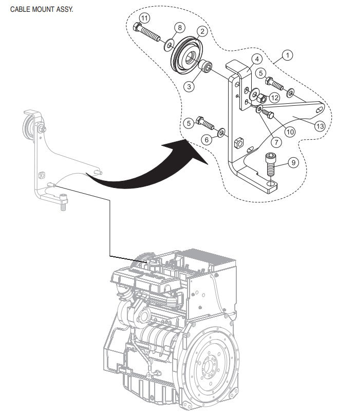 Cable Mount Assembly Parts-SP6457 DEUTZ 57 HP DIESEL ENGINE