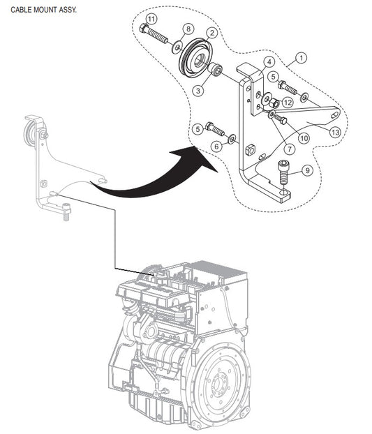 Cable Mount Assembly Parts-SP6457 DEUTZ 57 HP DIESEL ENGINE