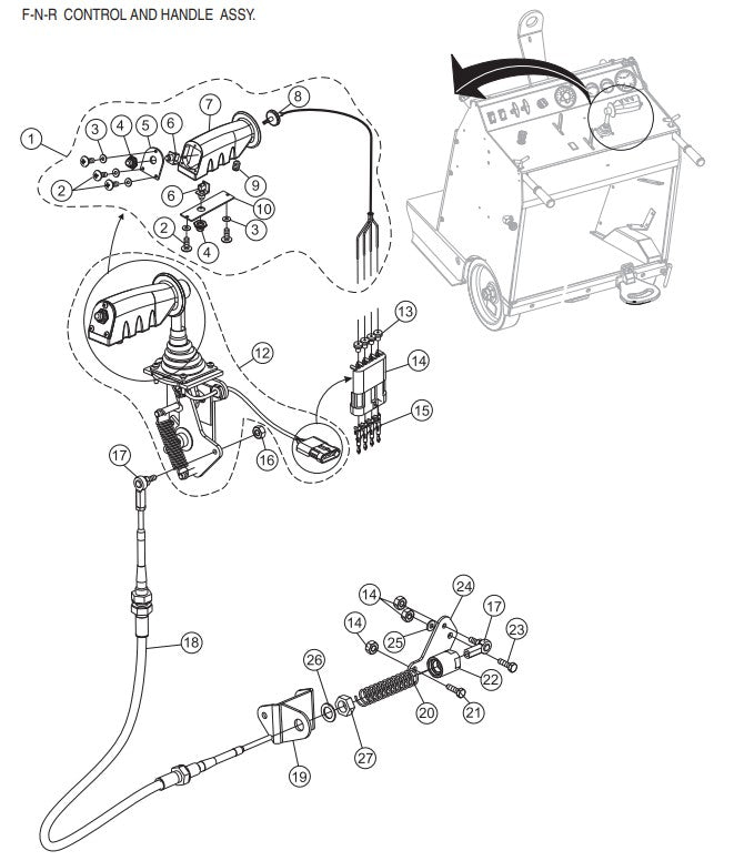 F-N-R Control and Handle Assembly Parts-SP6457 DEUTZ 57 HP DIESEL ENGINE