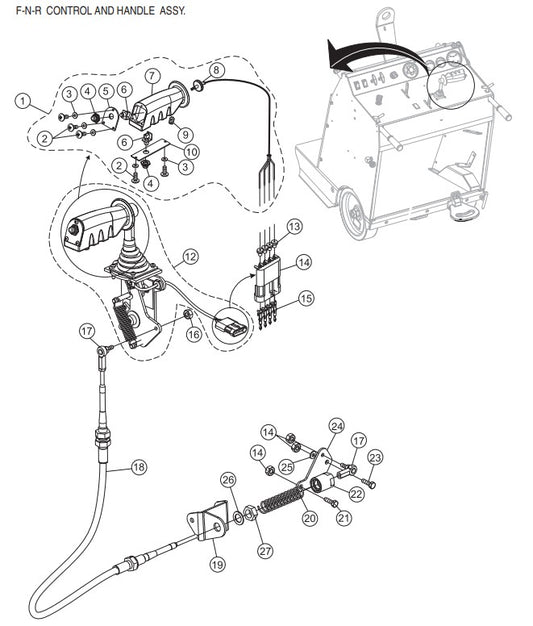 F-N-R Control and Handle Assembly Parts-SP6457 DEUTZ 57 HP DIESEL ENGINE