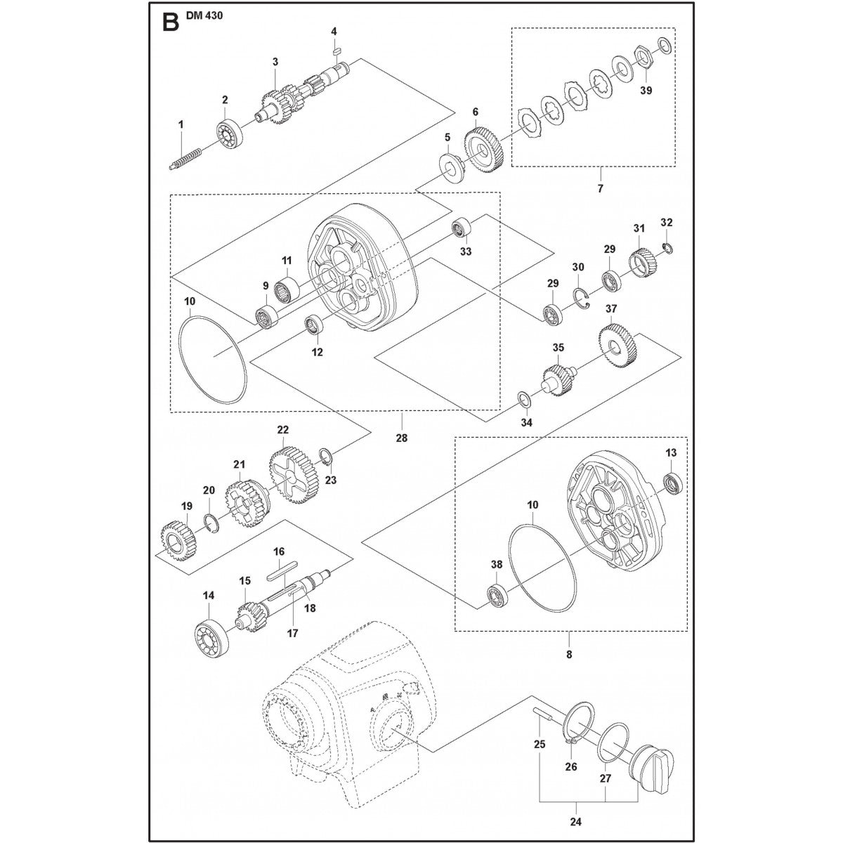 Gearbox Parts For Core Drill Motor DM 430 By Husqvarna