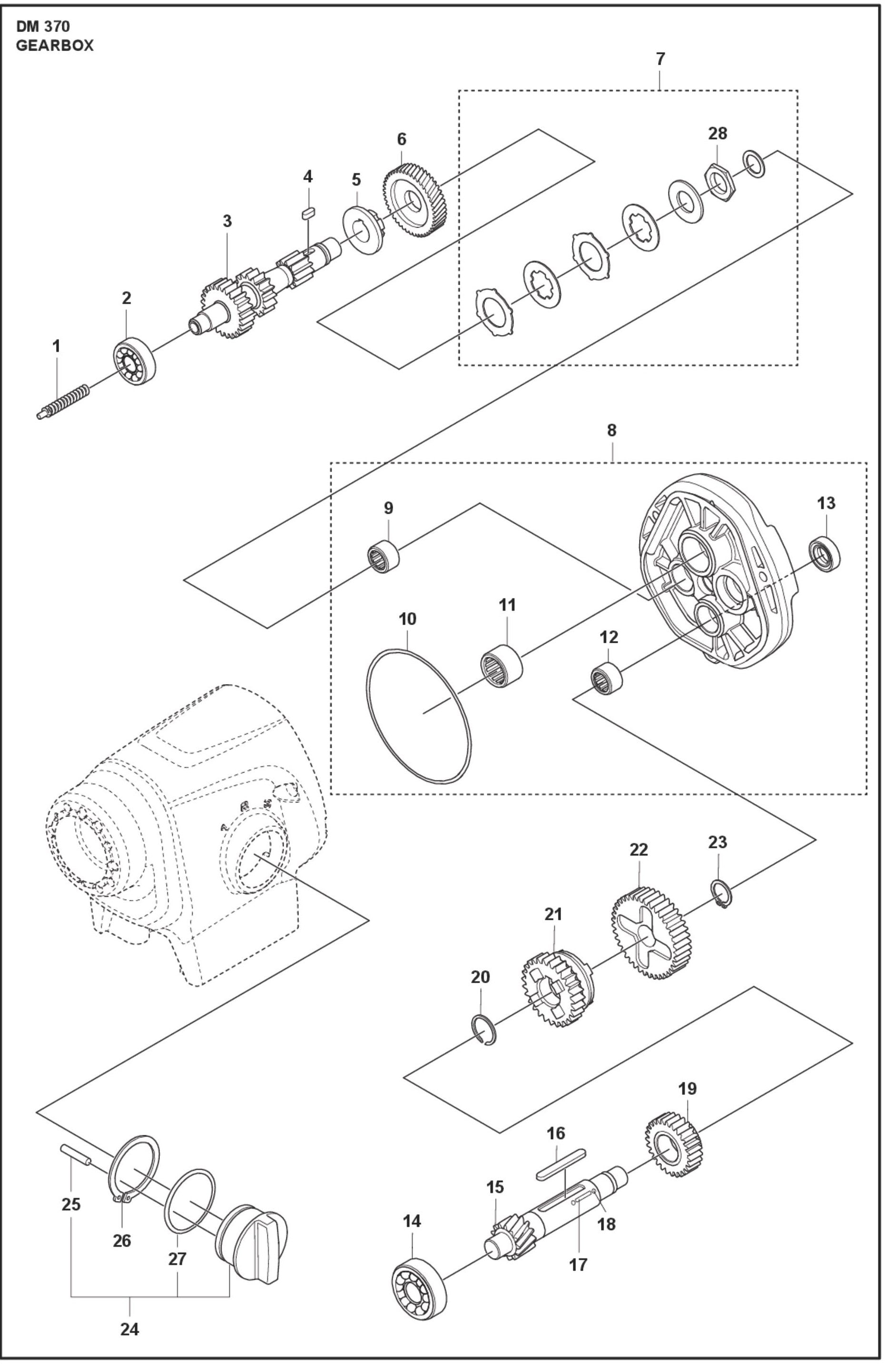 Gearbox Parts For Core Drill Motor DM 370 By Husqvarna