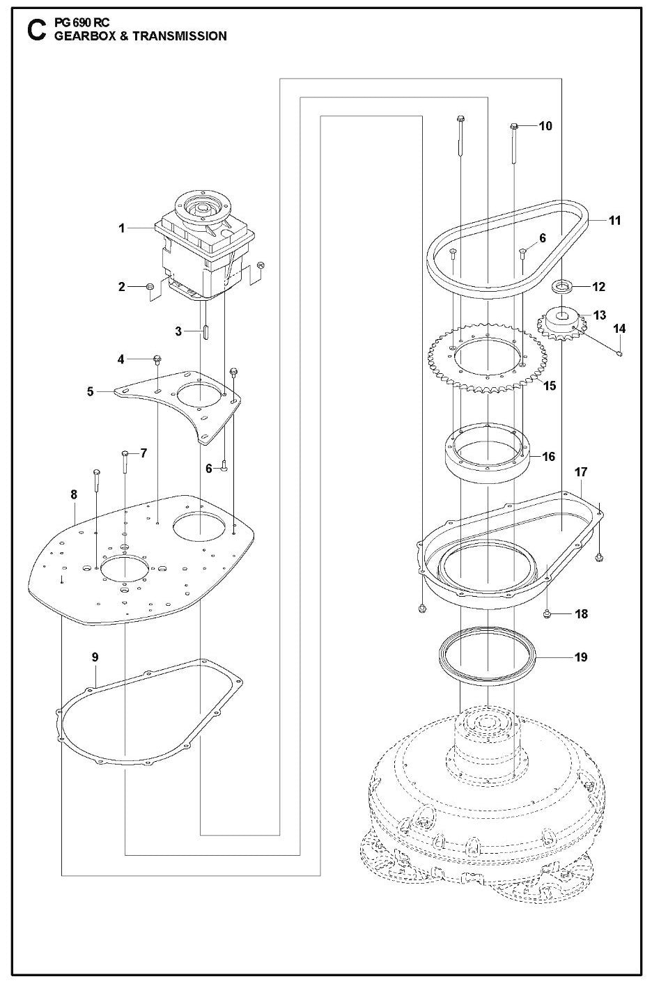 Gearbox and Transmission Parts For PG 690 RC By Husqvarna