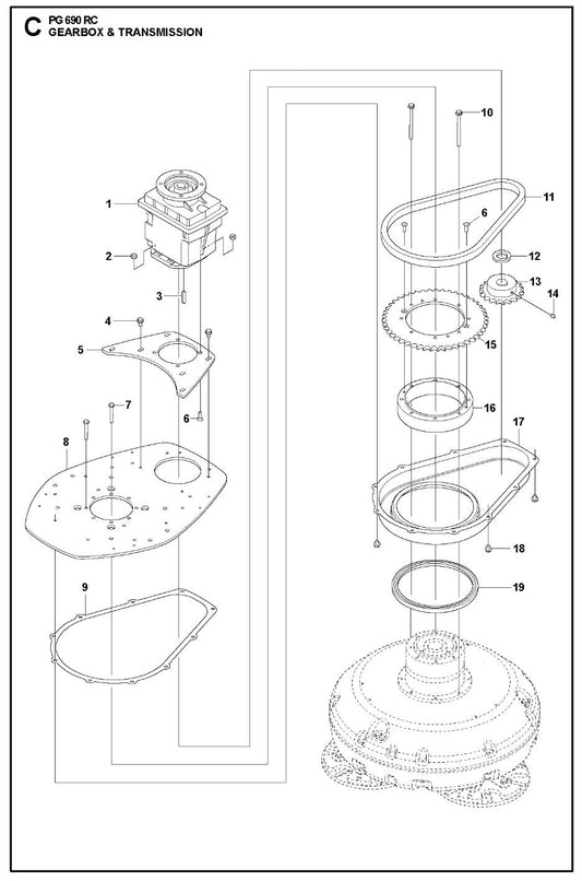 Gearbox and Transmission Parts For PG 690 RC By Husqvarna