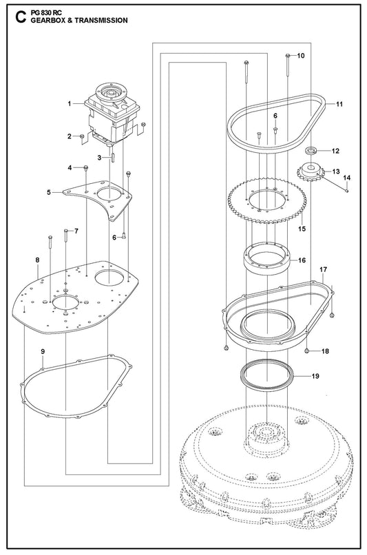 Gearbox and Transmission Parts For PG 830 RC By Husqvarna