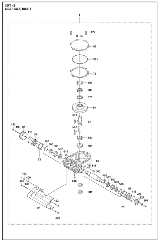 Gearbox, Right Parts For Ride On Trowel CRT 48 Petrol By Husqvarna