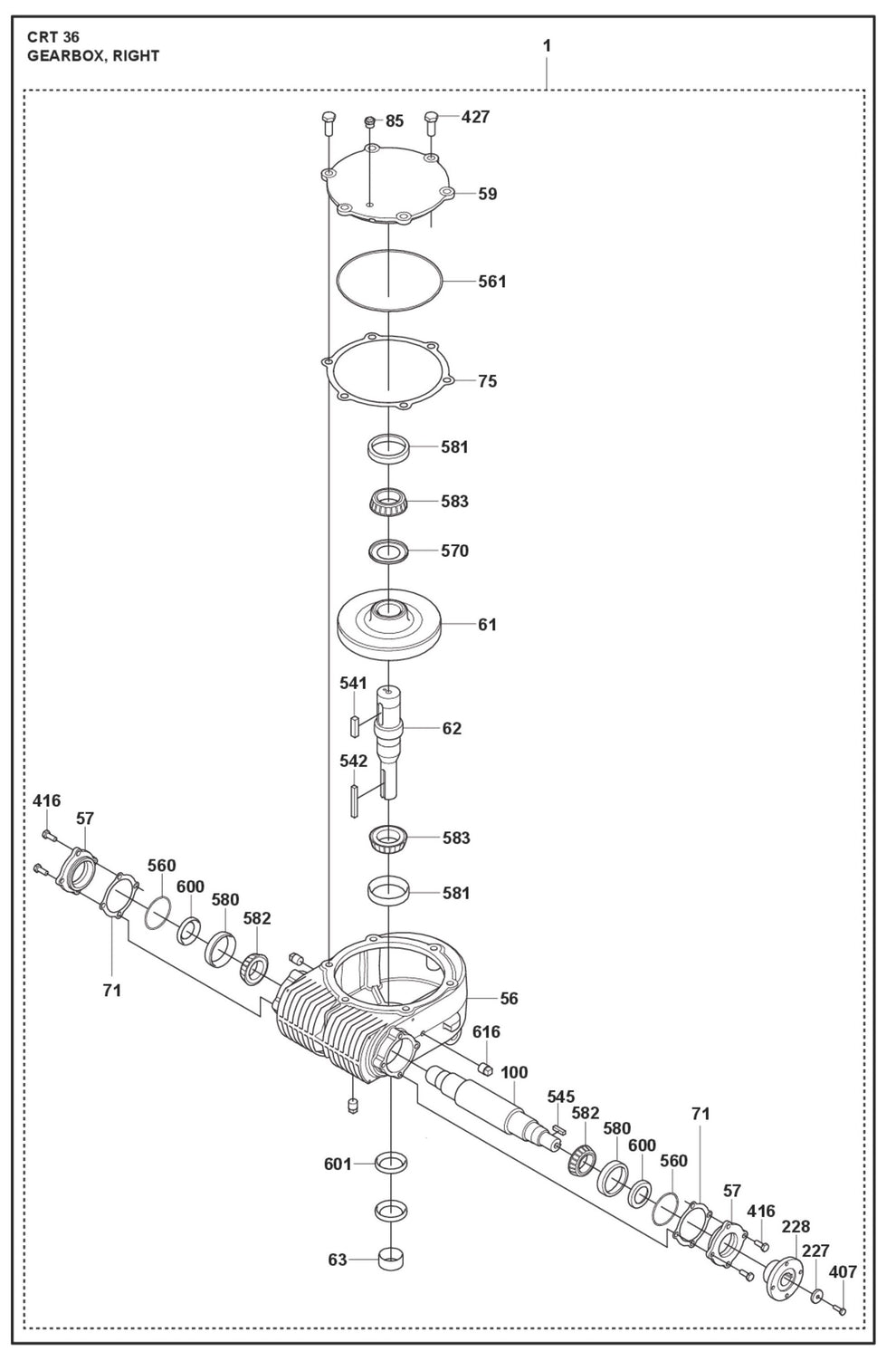 Gearbox, Right Parts For Ride On Trowel CRT 36 By Husqvarna