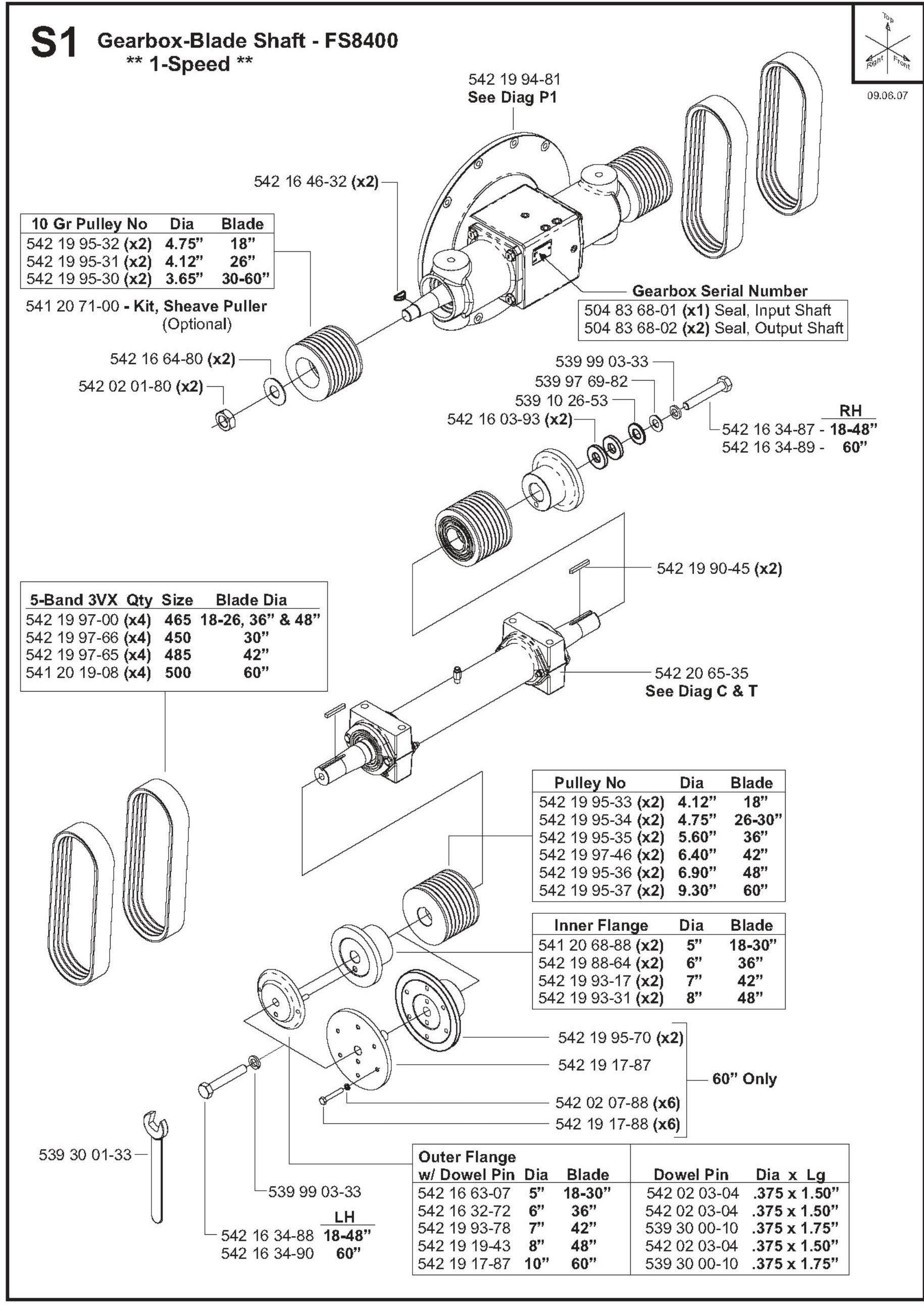 Gearbox- Blade Shaft 1-Speed Parts For FS8400D By Husqvarna