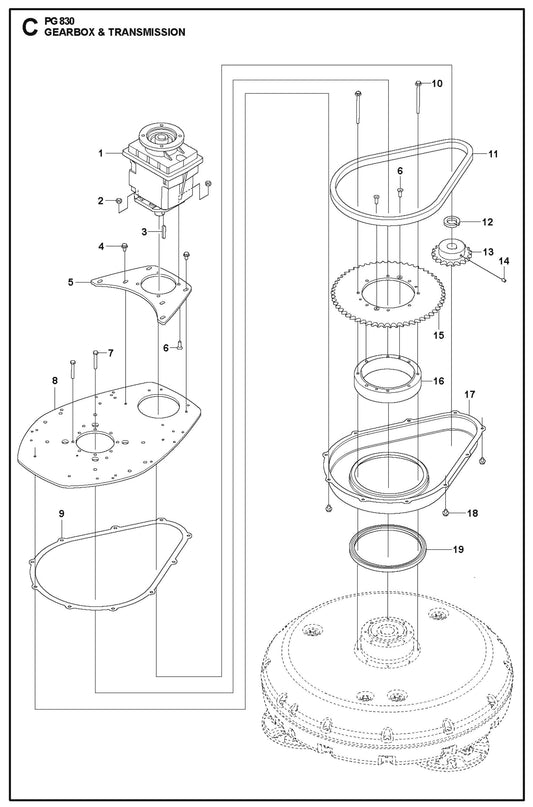 Gearbox And Transmission Parts For PG 830 By Husqvarna