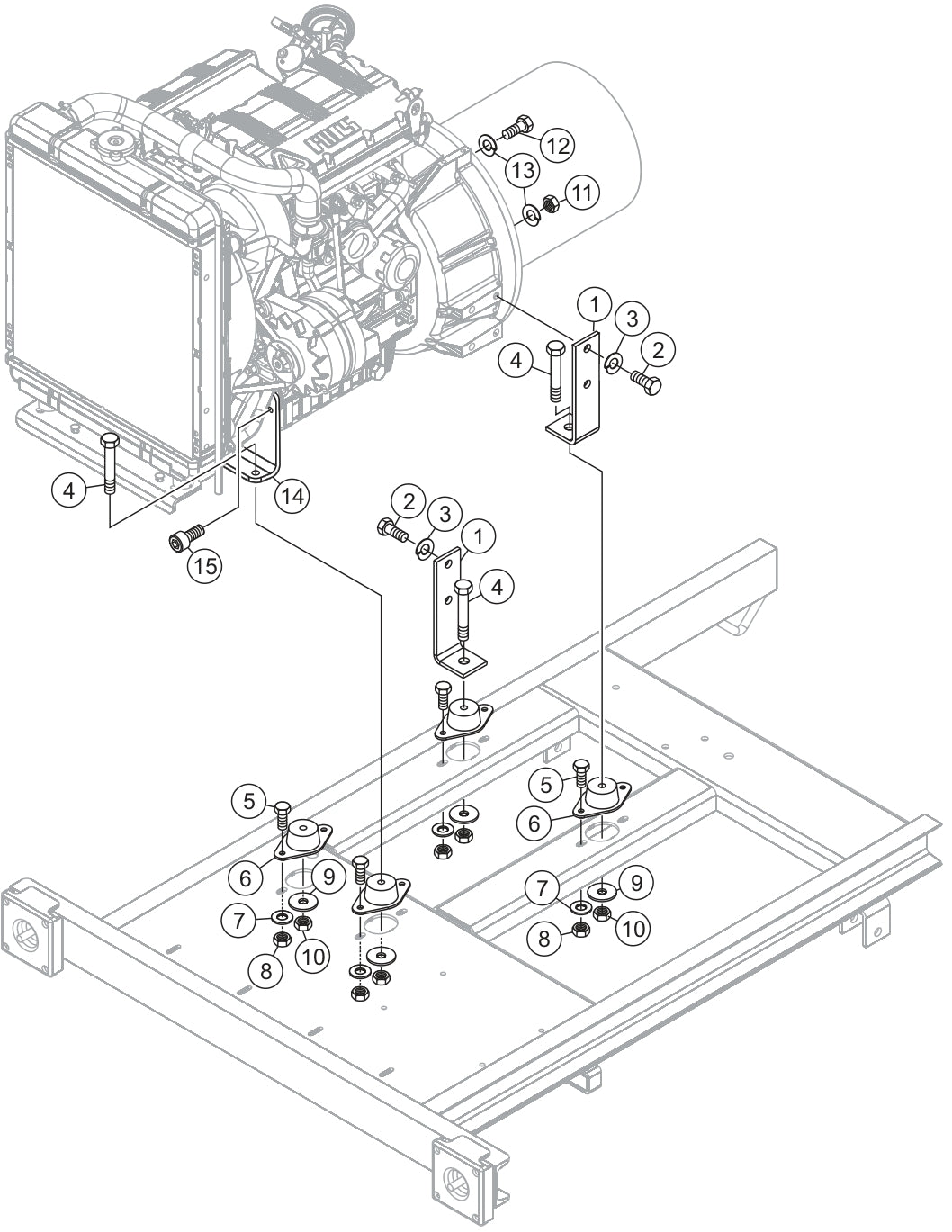 Generator/Engine Mounting Assembly Parts for LT12D50B Light Tower by Multiquip
