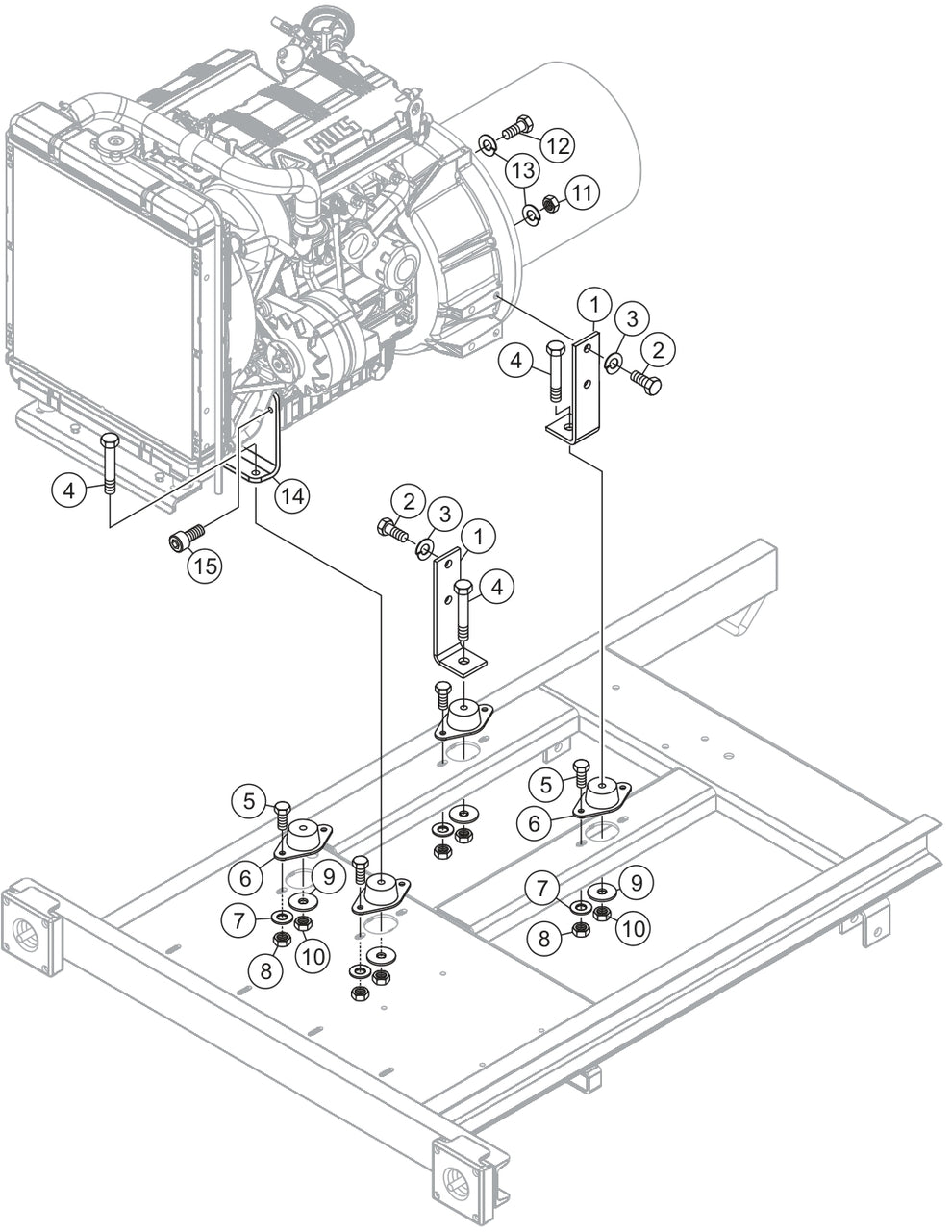 Generator/Engine Mounting Assembly Parts for LT12D50B Light Tower by Multiquip