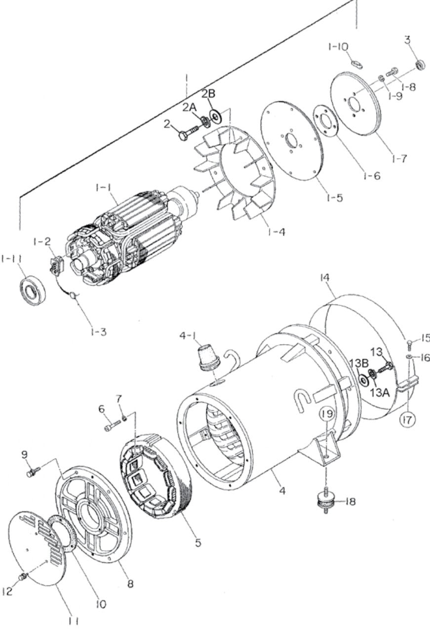 Generator Assembly Parts For MLT25 DCA25SSIU3 Whisperwatt By Multiquip