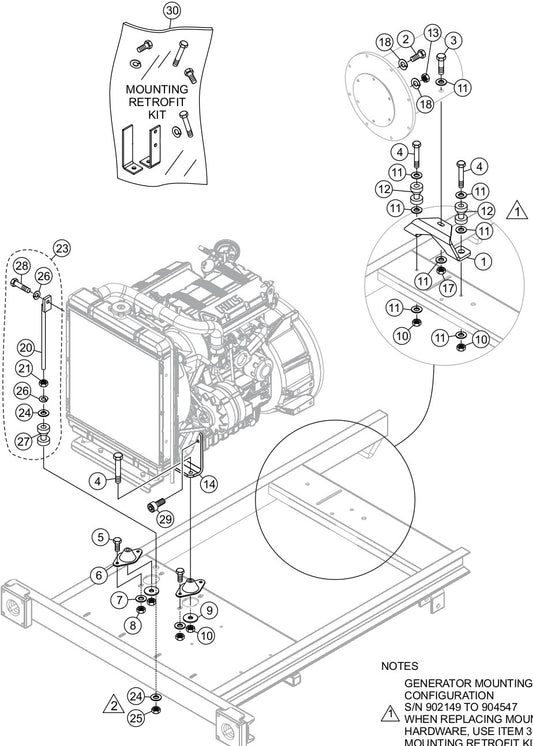 Generator/Engine Mounting (Old Style) Assembly Parts for LT12D50SA Light Tower By Multiquip