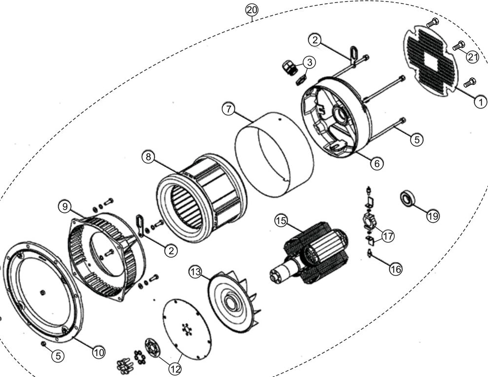 Generator Assembly Parts for LT12D50SA Light Tower By Multiquip