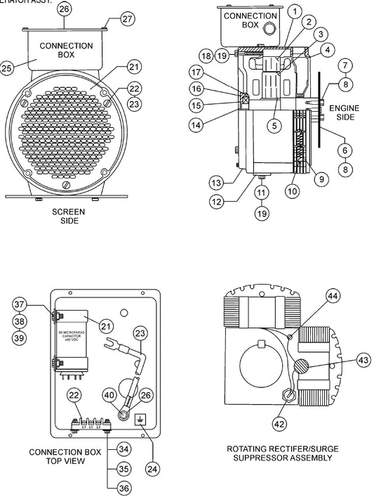 Generator Assembly Parts for KD1800-KD6 Light Towers by Multiquip