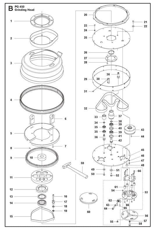 Grinding Head Parts For PG 450 v.3 By Husqvarna