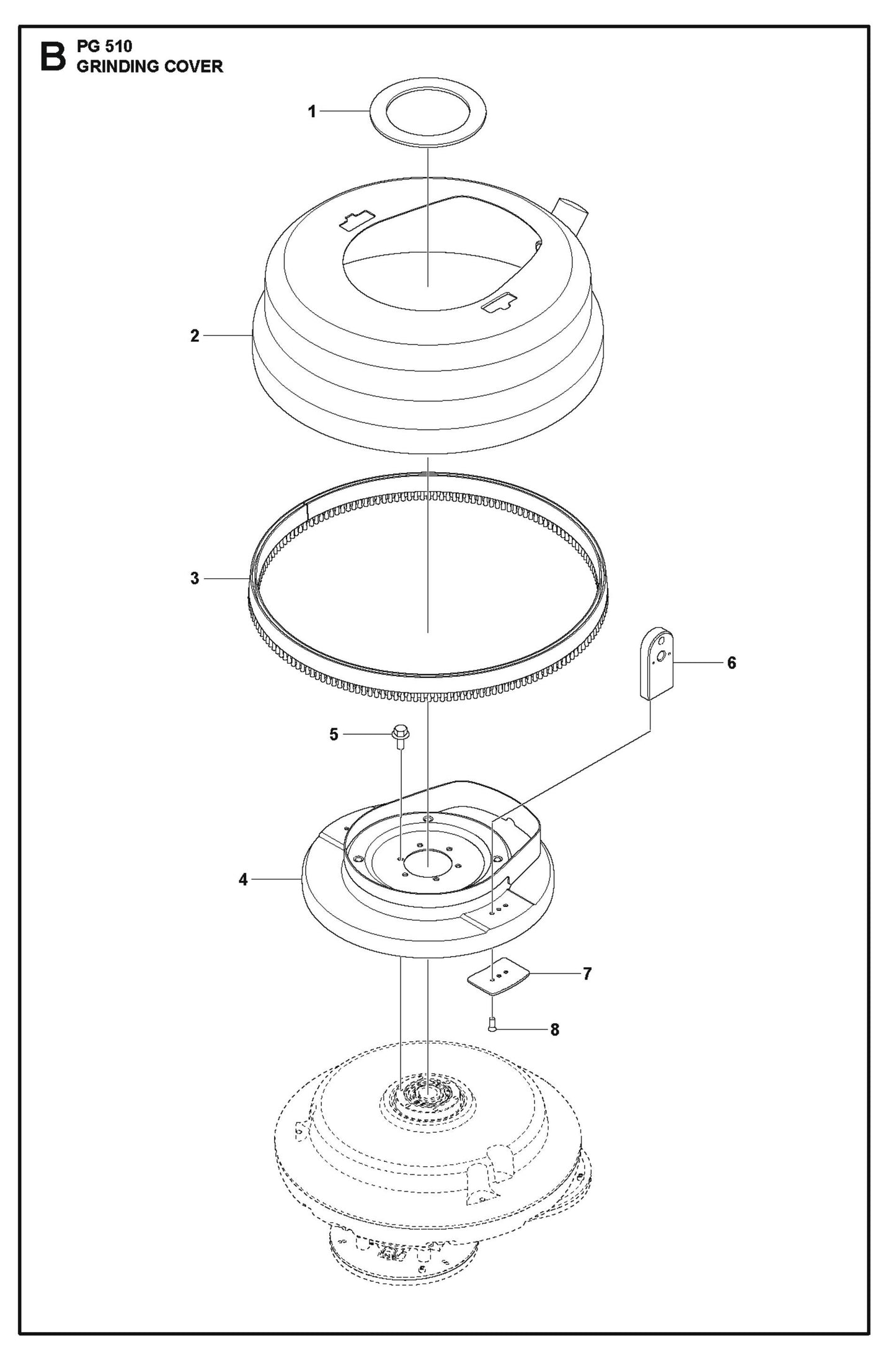 Grinding Cover Parts For PG 510 By Husqvarna