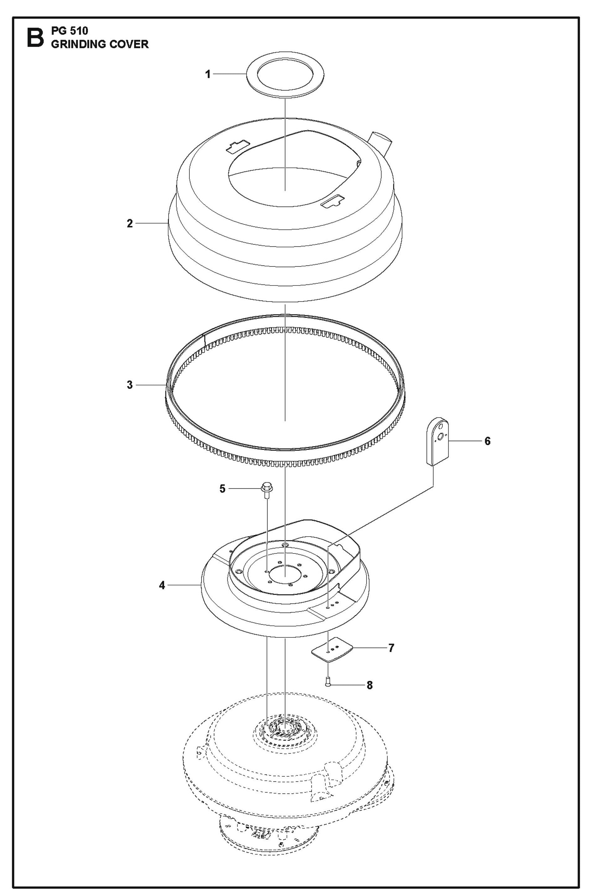 Grinding Cover Parts For PG 510 By Husqvarna