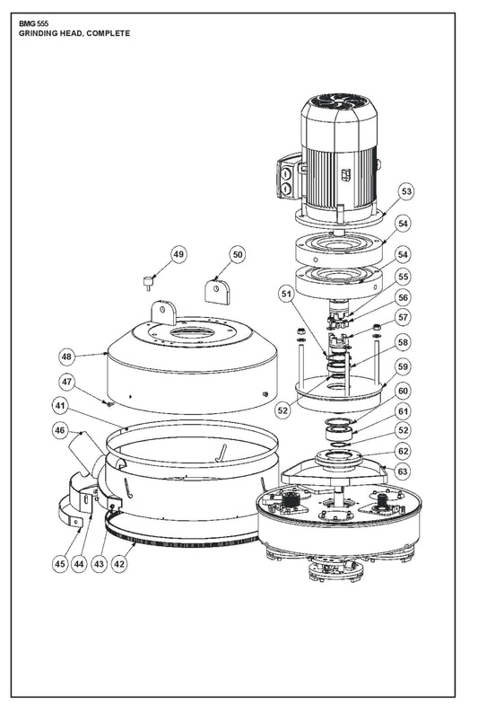 Grinding Head, Complete Parts For BMG 555 By Husqvarna