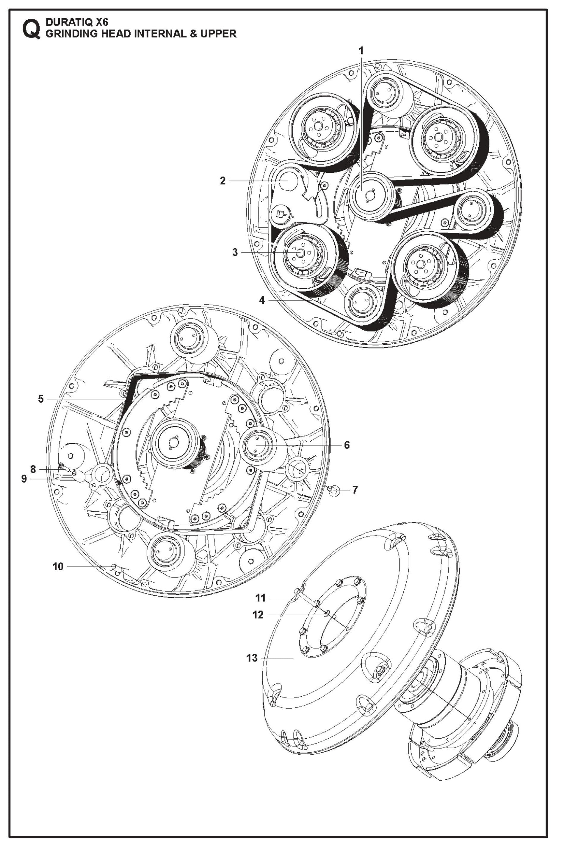 Grinding Head Internal And Upper Parts For HTC X6 By Husqvarna