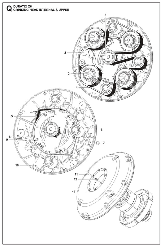 Grinding Head Internal And Upper Parts For HTC X6 By Husqvarna