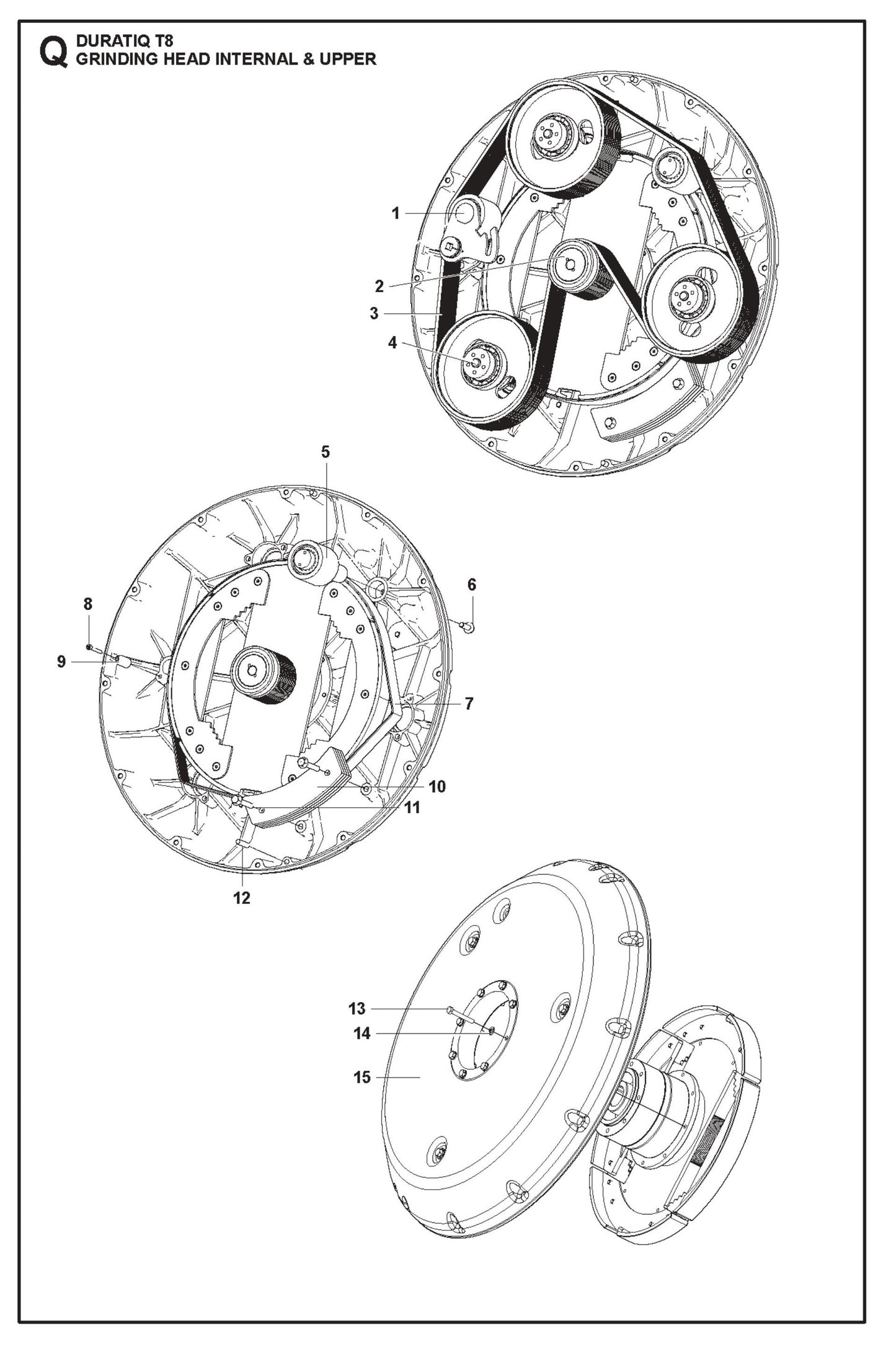 Grinding Head Internal And Upper Parts For HTC T8 By Husqvarna