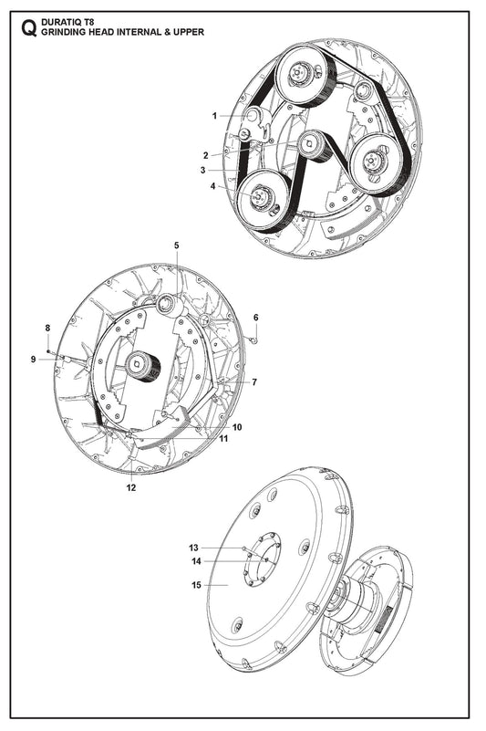 Grinding Head Internal And Upper Parts For HTC T8 By Husqvarna