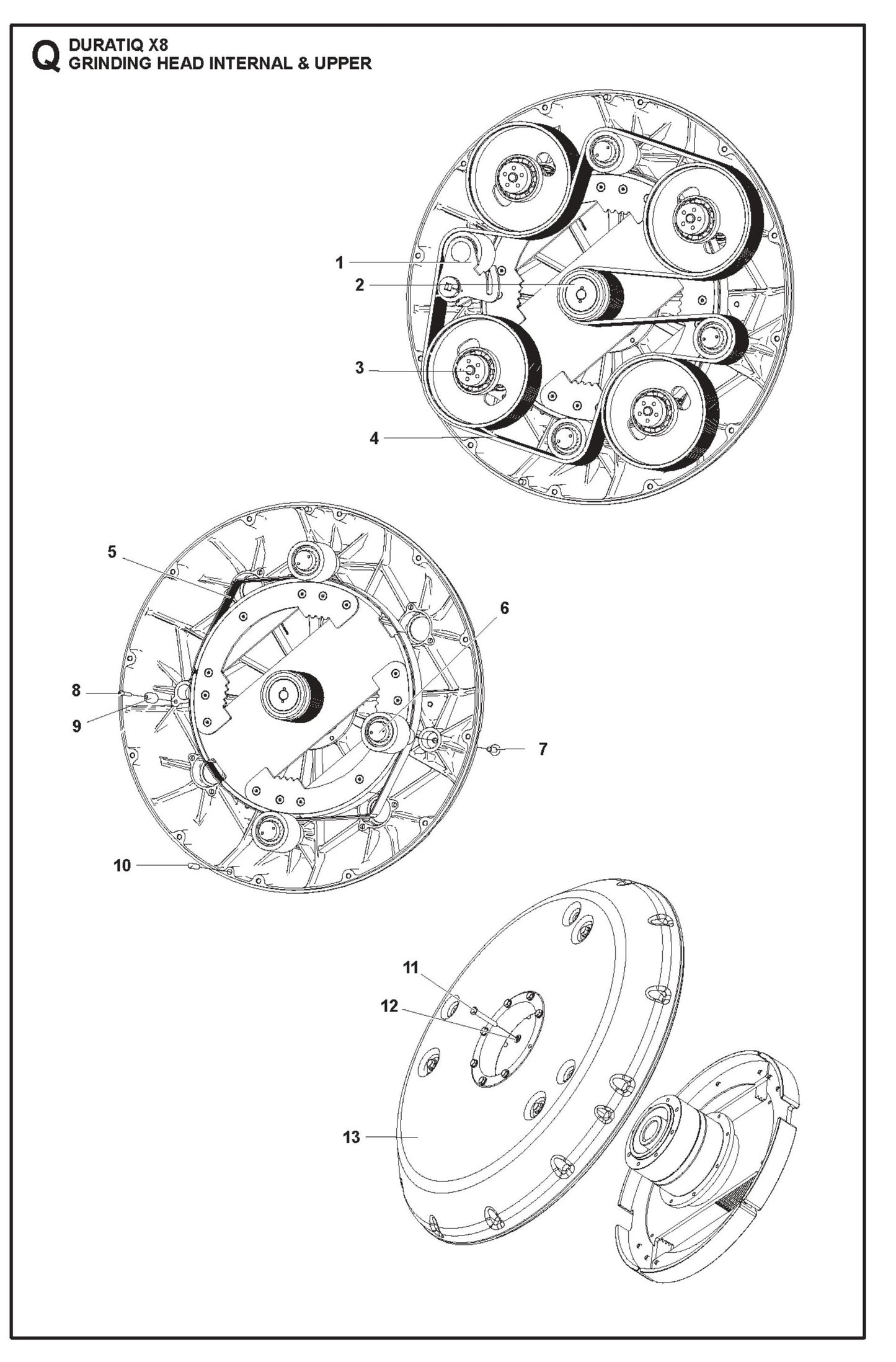Grinding Head Internal And Upper Parts For HTC X8 By Husqvarna