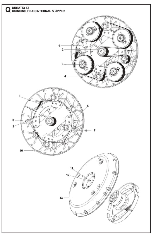 Grinding Head Internal And Upper Parts For HTC X8 By Husqvarna