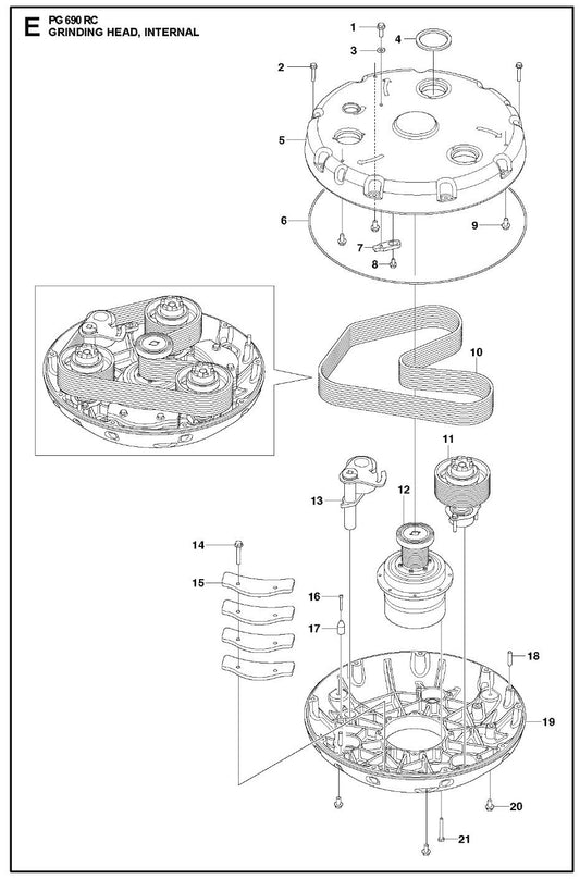 Grinding Head Internal Parts For PG 690 RC By Husqvarna