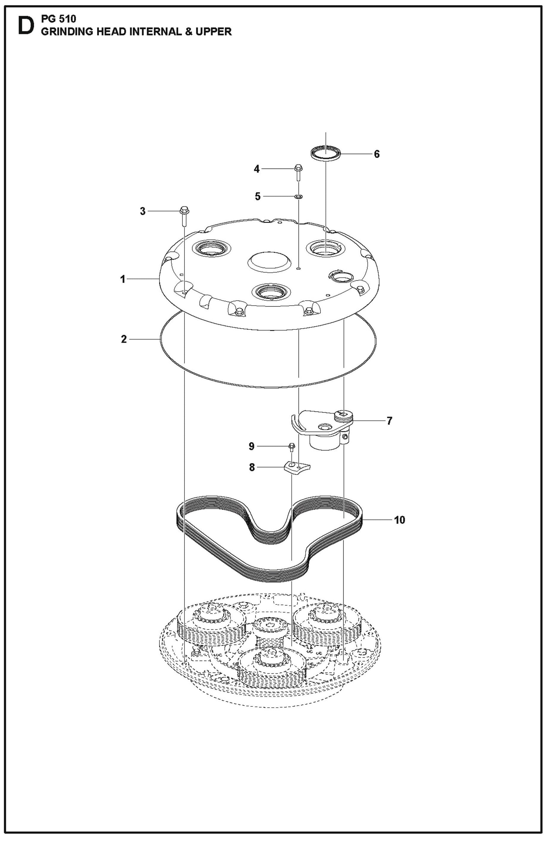 Grinding Head Internal And Upper Parts For PG 510 By Husqvarna