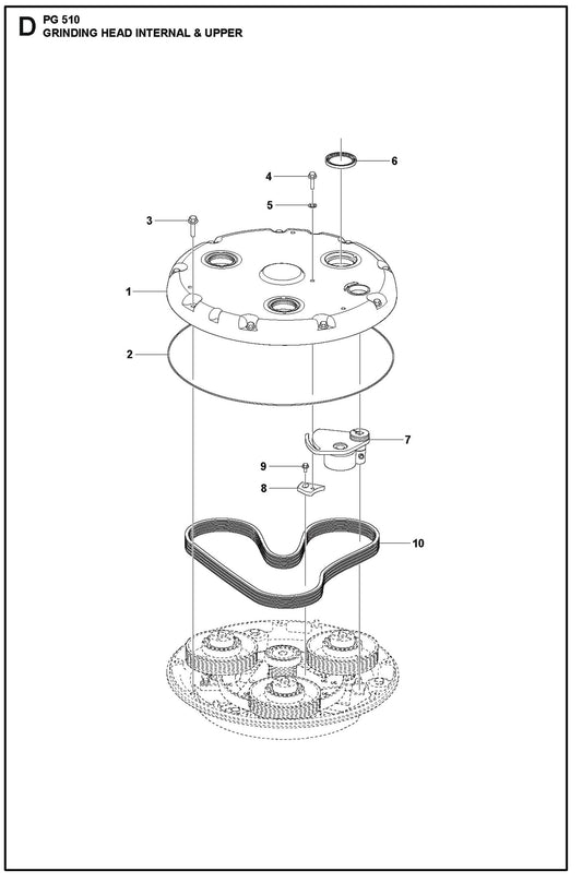 Grinding Head Internal And Upper Parts For PG 510 By Husqvarna