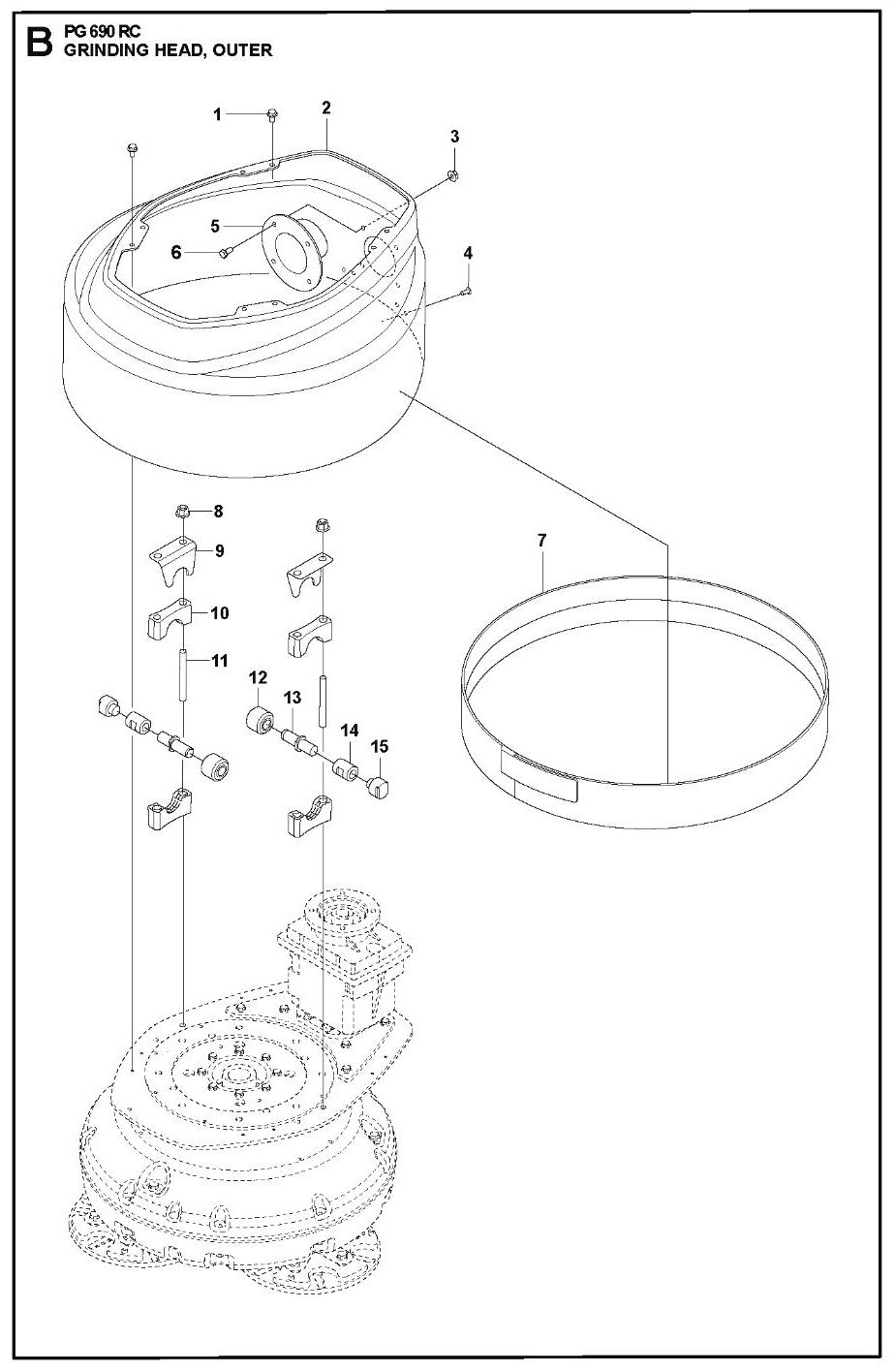 Grinding Head Outer Parts For PG 690 RC By Husqvarna